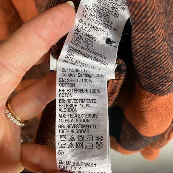 Roxy The Boyfriend Full Button Up Down Plaid Flannel Shirt Jacket Size Medium - Picture 6 of 8